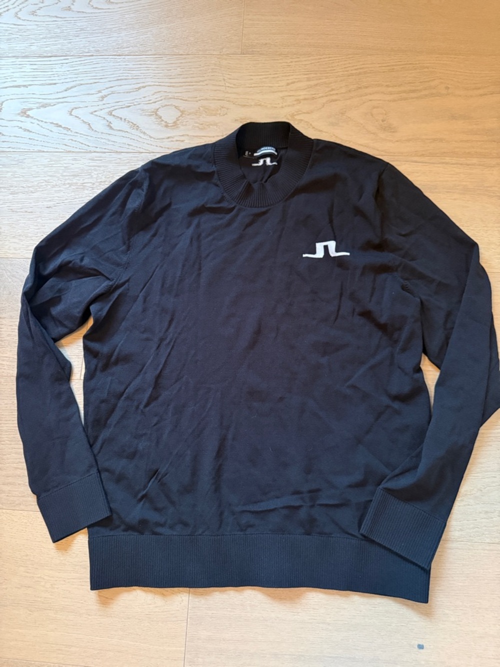 J.Lindeberg Black Crewneck Sweater with White Logo